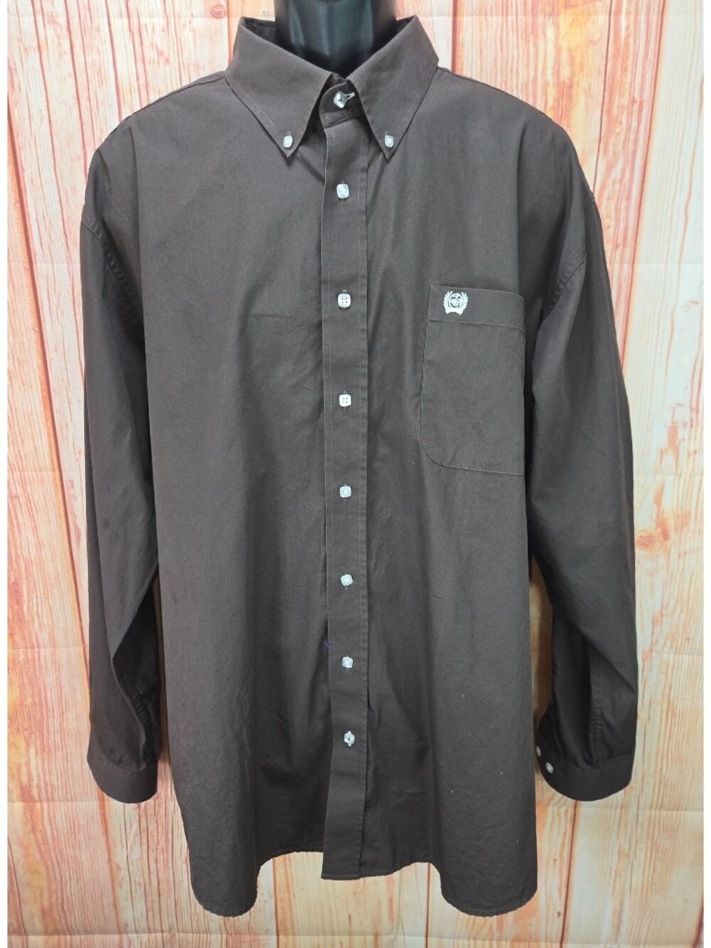 Cinch Mens Long Sleeve Brown Button-Down Shirt Size XL